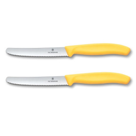 Set de Couteaux à Petit Déjeuner Victorinox - 2 Pièces Jaunes avec Lame Dentelée