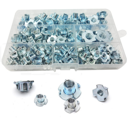Lot de 115 écrous en T à 4 dents pour fixation bois - WeqeYent