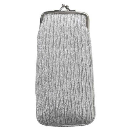 Étui à lunettes en satin argenté avec fermoir Kiss-Lock - Élégance et praticité