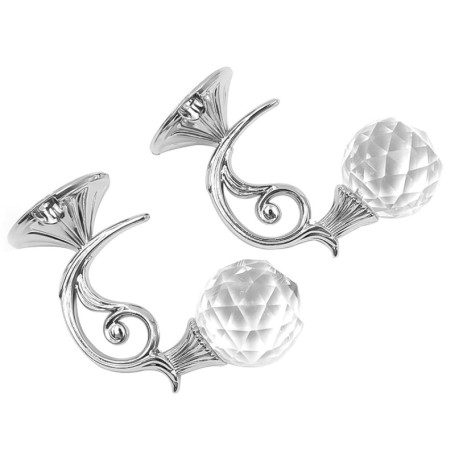 Crochets en Cristal Argenté pour Rideaux - Set de 2 Tiardey