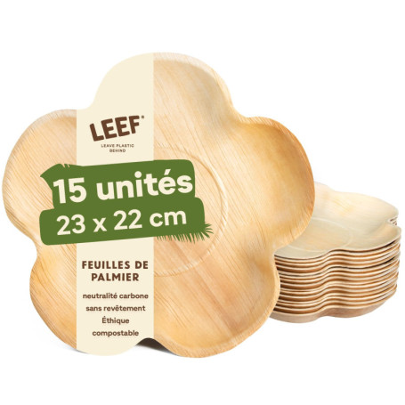 Assiettes en Palmier Leef - 15 Pièces Écologiques pour Barbecue et Fêtes