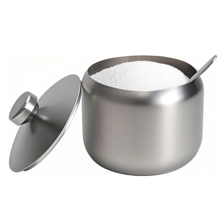 Distributeur de Sucre en Acier Inoxydable 400 ml avec Cuillère et Couvercle