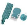 Set de 3 Accessoires de Bain Exfoliants - Gant, Bande pour le Dos et Fleur de Douche