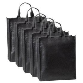 Lot de 5 Sacs de Course IPEA en TNT - Tote Bags Réutilisables Noirs