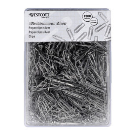 Lot de 1200 trombones argentés Westcott - 26 mm en boîte pratique