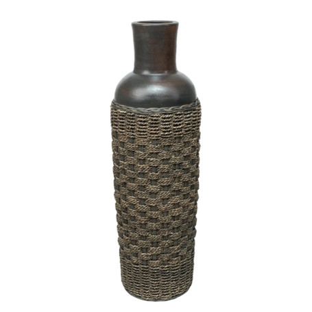 Vase en Terracotta et Rattan Multicolore