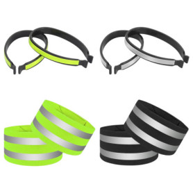 Pinces à Vélo Réfléchissantes CAINCAY - Lot de 4 Clips et 4 Bandes pour Pantalons et Bras