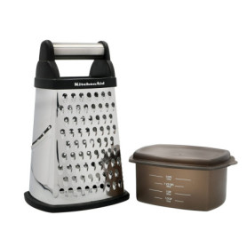 Râpe à Fromage Inox 4 Faces avec Récipient Ajustable - KitchenAid