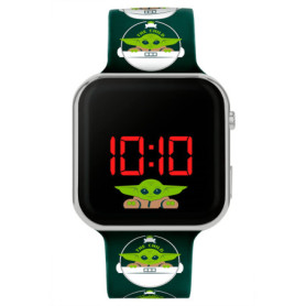 Montre Numérique Star Wars Garçon - Imprimé Baby Yoda Noir et Vert