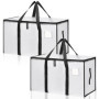 Lot de 2 Sacs de Rangement Pliables 90L - Déménagement Transparent avec Poignées