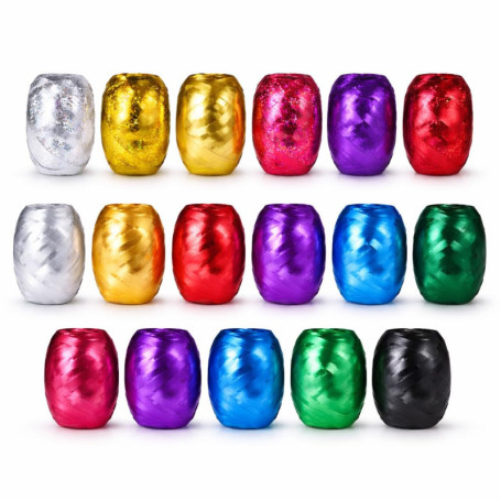 Lot de 18 Rubans à Boucler Multicolores pour Emballage Cadeaux - 20 m
