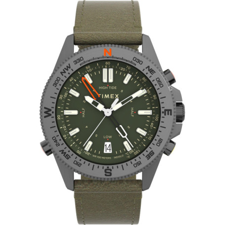 Montre Timex Expedition North pour hommes - Cuir marron et cadran vert