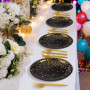 Service de Vaisselle Noir et Or pour 24 Invités - Lot de 168 Assiettes et Accessoires de Fête
