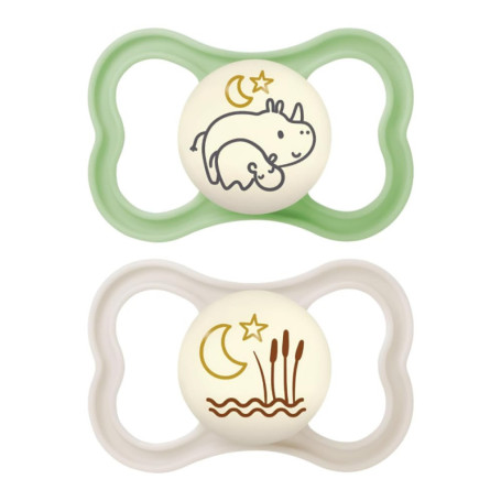 Tétines MAM Air Night phosphorescentes pour bébés de 6 à 16 mois - Lot de 2