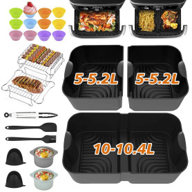 Pietuley 29 Pcs Accessoire Air Fryer pour Ninja Foodi Flex 10,4 L AF500EU COSORI 10L, Moule Silicone Air Fryer pour Ninja AF500E