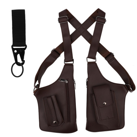 Sacoche d'Aisselle Double Bandoulière, Portefeuille Dissimulé Sous Le Bras avec Mousqueton & Bandoulière Réglable Sacoche d'Aiss