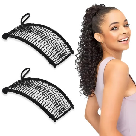 BQRKOTM 2 Pièces Pince Banane Pour Cheveux Femme 30 Dents Avec Double Peigne Extensible - Peignes À Cheveux Décoratifs Pour Bouc