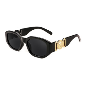 FEISEDY Vintage Lunettes de Soleil Rectangulaires pour Femmes Hommes Rétro Années 90 Petites Lunettes Carrées Étroites avec Prot