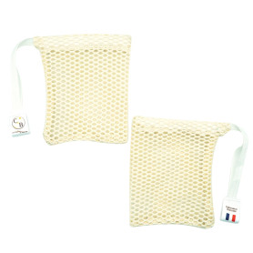Filet savon x2 en coton bio - filet sauve-savon pour savon ou shampooing solide - zéro déchet - moussant et exfoliant doux - Fab