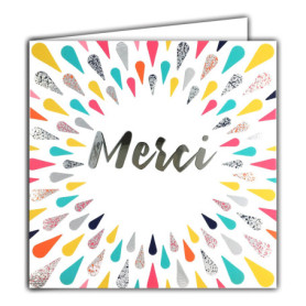 Carte Carrée Argentée 'Merci' pour Remerciements Élégants