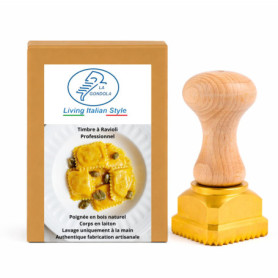 Timbre à Ravioli La Gondola - Outil Artisan pour Pâtes Maison en Laiton et Bois