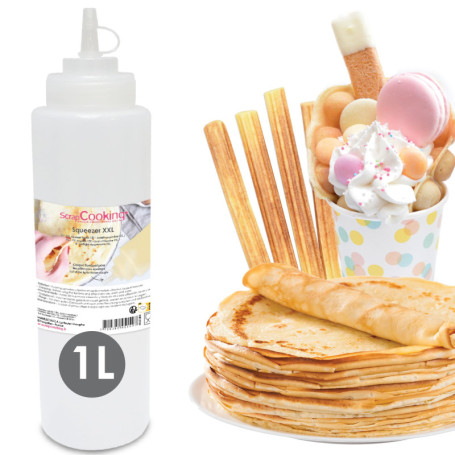 Flacon Squeezer XXL 1L - Bouteille Flexible pour Crêpes et Sauces