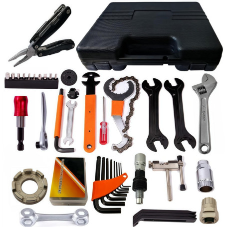 YBEKI Kit d'Outils Professionnels pour Réparation de Vélo - Coffret Complet avec Cliquet et Embouts