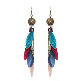 Boucles d'oreilles plumes bohèmes CHUANGOU - Élégance et Fantaisie