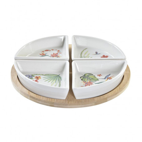Ensemble à apértif DKD Home Decor Naturel Blanc Multicouleur Bambou Grès Tropica 29,99 €