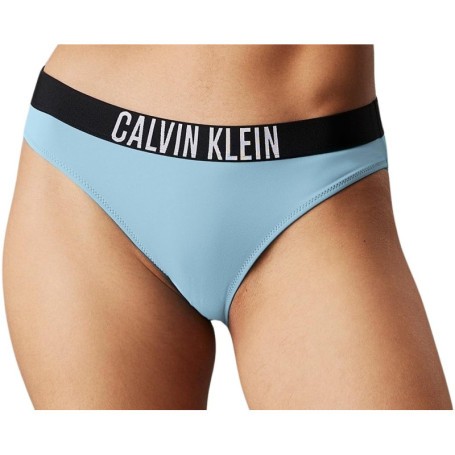 Bas de Bikini Femme Calvin Klein avec Ceinture Emblématique - Bleu Skim, Taille XL