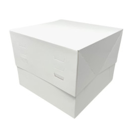 Lot de 10 Boîtes à Gâteaux Blanches Réglables 25x25 cm