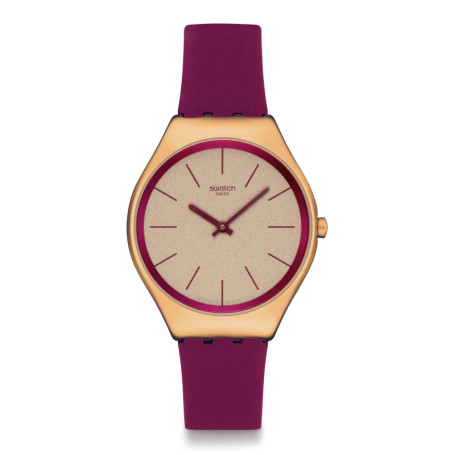 Montre Swatch Skin Irony Femme en Acier Inoxydable Rouge