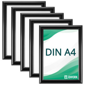 Lot de 5 Cadres Clic-Clac A4 en Aluminium Noir - QWORK