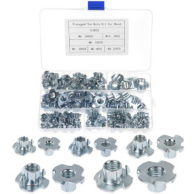Kit de 110 Écrous à Griffes QWORK pour Meubles en Bois - M4/M5/M6/M8/M10