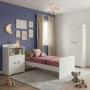 Lit bébé évolutif combiné avec boutons cœur - Blanc - 60 x 120 cm