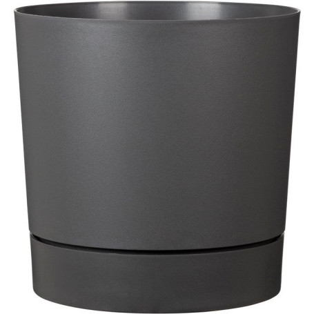 Pot de fleurs rond avec réserve - GARDEN ID - Gris métallique - Ø 39 cm