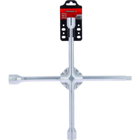 Clé en croix renforcée POWERTRAC avec douilles 17, 19 et 21 mm