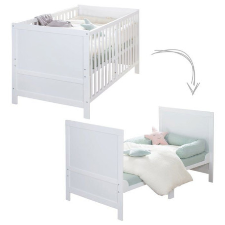 Lit bébé évolutif Easy Sleep 70x140 cm en blanc laqué