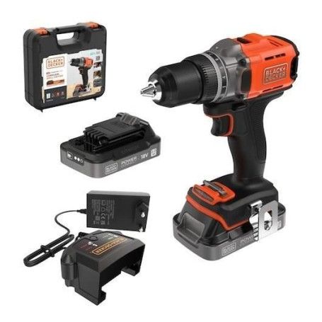 Perceuse Visseuse Sans Fil 18V avec 2 Batteries et Mallette - BLACK+DECKER