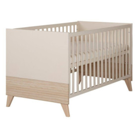 Lit bébé évolutif Sidney en chêne et beige - 70 x 140 cm