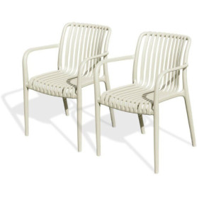 Lot de 2 fauteuils de jardin empilables Tiago - Sable