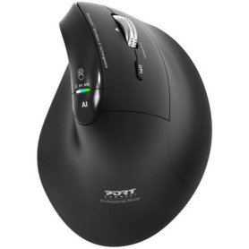 Souris Ergonomique Sans Fil PORT Designs - Rechargeable Bluetooth & 2.4 GHz - Noir