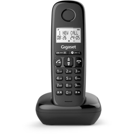 Gigaset BASIC 100 Noir - Téléphone sans fil pratique avec écran rétroéclairé