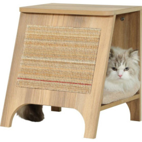Console 3-en-1 pour chat ZOLUX - Griffoir, Couchage et Table d'Appoint Beige