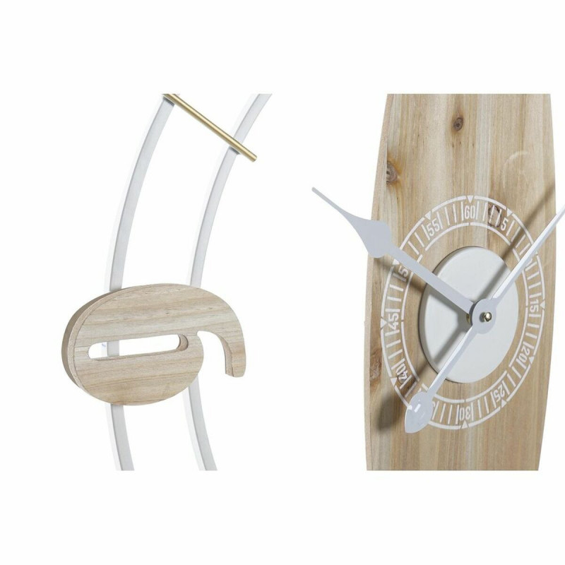 Image secondaire de Horloge Murale DKD Home Decor 61 x 4,5 x 66 cm Naturel Blanc Fer Bois MDF (2 Unités)