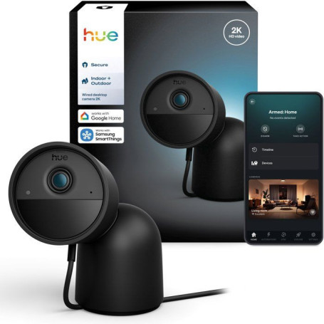 Caméra de Surveillance Connectée Philips Hue - Extérieur Filaire 2K Noir