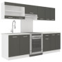 Cuisine complète moderne avec plan de travail 2m40 - 7 éléments gris mat