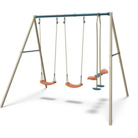 Portique en métal AVA avec balançoires corail et face-à-face