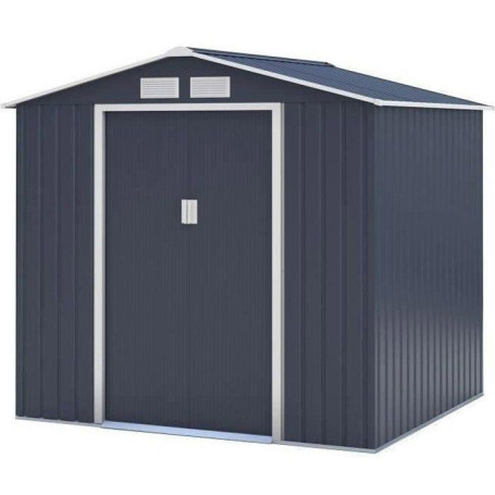 Abri de jardin en métal gris anthracite 4,07 m² avec kit d'ancrage