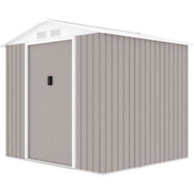 Abri de jardin en métal taupe 4,07 m² avec portes coulissantes